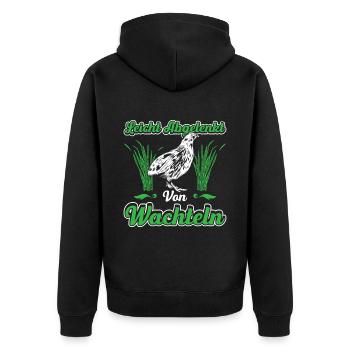 Leicht Abgelenkt Von Wachteln - Unisex Premium Bio Zip Hoodie - Schwarz - Hinten - Nico (187cm)