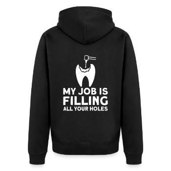 Zahnarzt Dental Geschenk Medizinstudent Zahnarzt - Unisex Premium Bio Zip Hoodie - Schwarz - Hinten - Nico (187cm)