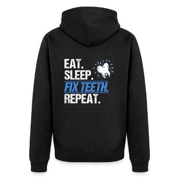 Zahnarzt Dental Geschenk Medizinstudent Zahnarzt - Unisex Premium Bio Zip Hoodie - Schwarz - Hinten - Nico (187cm)
