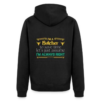 Butcher Gift Butcher Butcher Master Butcher - Unisex Premium Organic Zip Hoodie - black - Back - Nico (187cm)