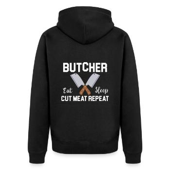 Butcher Gift Butcher Butcher Master Butcher - Unisex Premium Organic Zip Hoodie - black - Back - Nico (187cm)