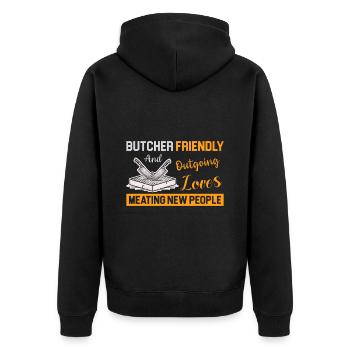 Butcher Gift Butcher Butcher Master Butcher - Unisex Premium Organic Zip Hoodie - black - Back - Nico (187cm)