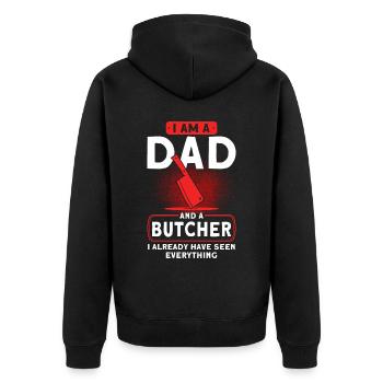 Butcher Gift Butcher Butcher Master Butcher - Unisex Premium Organic Zip Hoodie - black - Back - Nico (187cm)