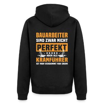 Kranführer Bauarbeiter Kran Kranfahrer - Unisex Premium Bio Zip Hoodie - Schwarz - Hinten - Nico (187cm)