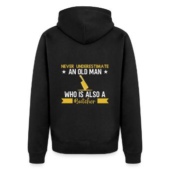 Butcher Gift Butcher Butcher Master Butcher - Unisex Premium Organic Zip Hoodie - black - Back - Nico (187cm)