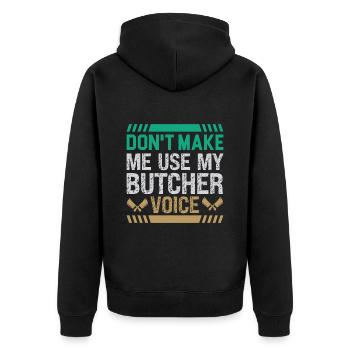 Butcher Gift Butcher Butcher Master Butcher - Unisex Premium Organic Zip Hoodie - black - Back - Nico (187cm)