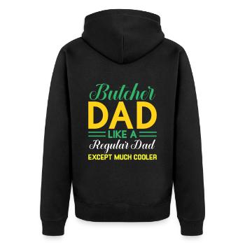 Butcher Gift Butcher Butcher Master Butcher - Unisex Premium Organic Zip Hoodie - black - Back - Nico (187cm)