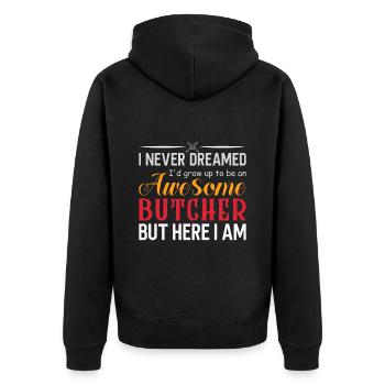 Butcher Gift Butcher Butcher Master Butcher - Unisex Premium Organic Zip Hoodie - black - Back - Nico (187cm)