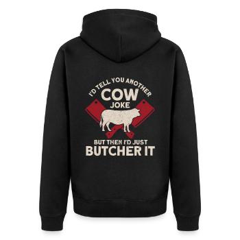 Butcher Gift Butcher Butcher Master Butcher - Unisex Premium Organic Zip Hoodie - black - Back - Nico (187cm)