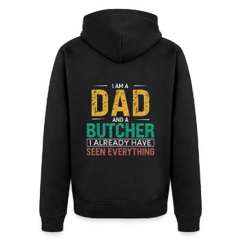 Butcher Gift Butcher Butcher Master Butcher - Unisex Premium Organic Zip Hoodie - black - Back - Nico (187cm)