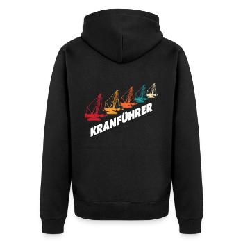 Kranführer Kran Kranfahrer - Unisex Premium Bio Zip Hoodie - Schwarz - Hinten - Nico (187cm)