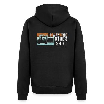 Es war das andere Shift-Gabelstapler-Fahrerlager - Unisex Premium Bio Zip Hoodie - Schwarz - Hinten - Nico (187cm)