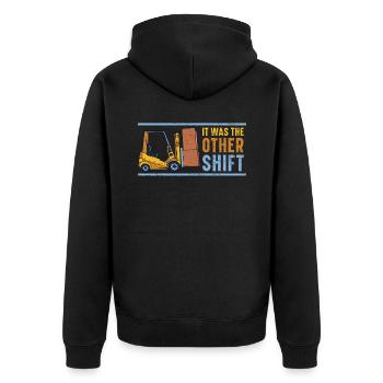 Es war das andere Shift-Gabelstapler-Fahrerlager - Unisex Premium Bio Zip Hoodie - Schwarz - Hinten - Nico (187cm)