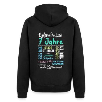 Kupferne Hochzeit 7 Jahre Hochzeit Partner Feiern - Unisex Premium Bio Zip Hoodie - Schwarz - Hinten - Nico (187cm)