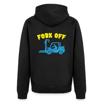 Gabelstaplerbediener Job Lagerarbeiter - Unisex Premium Bio Zip Hoodie - Schwarz - Hinten - Nico (187cm)