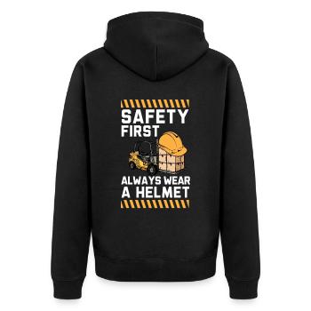 Gabelstaplerfahrer Job Beruf Lagerarbeiter - Unisex Premium Bio Zip Hoodie - Schwarz - Hinten - Nico (187cm)