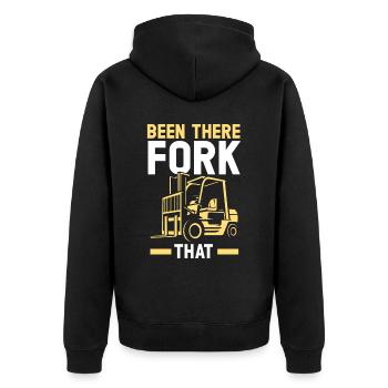 Been there fork that stapler operator warehouse - Unisex Premium Bio Zip Hoodie - Schwarz - Hinten - Nico (187cm)