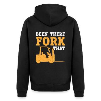 Been there fork that stapler operator warehouse - Unisex Premium Bio Zip Hoodie - Schwarz - Hinten - Nico (187cm)