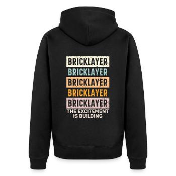 Maurer Die Aufregung ist der Hochbau - Unisex Premium Bio Zip Hoodie - Schwarz - Hinten - Nico (187cm)