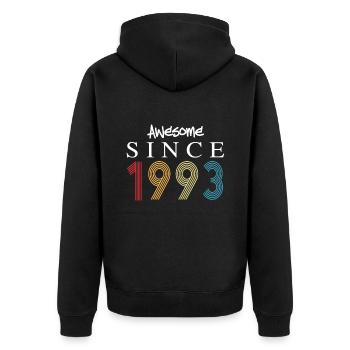 Awesome Since 1993 Birthday 1993 Vintage 1993 - Unisex Premium Organic Zip Hoodie - black - Back - Nico (187cm)