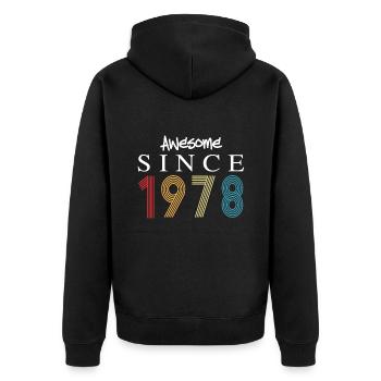 Awesome Since 1979 Birthday 1979 Vintage 1979 - Unisex Premium Organic Zip Hoodie - black - Back - Nico (187cm)
