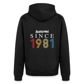 Awesome Since 1981 Geburtstag 1981 Vintage 1981 - Unisex Premium Bio Zip Hoodie - Schwarz - Hinten - Nico (187cm)