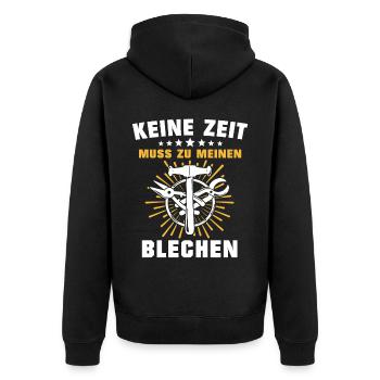 Spengler Bauspengler Spengeln - Unisex Premium Bio Zip Hoodie - Schwarz - Hinten - Nico (187cm)