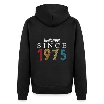 Awesome Since 1975 Birthday 1975 Vintage 1975 - Unisex Premium Organic Zip Hoodie - black - Back - Nico (187cm)