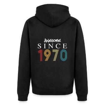 Awesome Since 1970 Geburtstag 1970 Vintage 1970 - Unisex Premium Bio Zip Hoodie - Schwarz - Hinten - Nico (187cm)