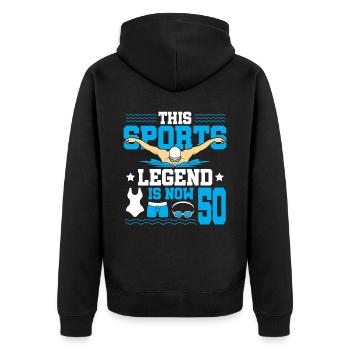 Cette légende du sport a maintenant 50 ans et nage - Veste à capuche bio Premium Unisexe - noir - Dos - Nico (187cm)