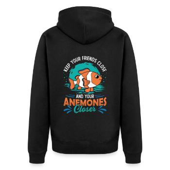 Gardez vos amis proches et vos anémones plus proches - Veste à capuche bio Premium Unisexe - noir - Dos - Nico (187cm)