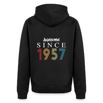 Awesome Since 1957 Birthday 1957 Vintage 1957 - Unisex Premium Organic Zip Hoodie - black - Back - Nico (187cm)