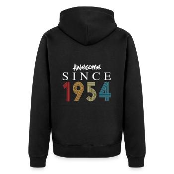 Awesome Since 1954 Birthday 1954 Vintage 1954 - Unisex Premium Organic Zip Hoodie - black - Back - Nico (187cm)