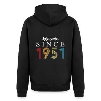Awesome Since 1951 Birthday 1951 Vintage 1951 - Unisex Premium Organic Zip Hoodie - black - Back - Nico (187cm)