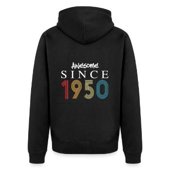 Génial depuis 1950 Anniversaire 1950 Millésime 1950 - Veste à capuche bio Premium Unisexe - noir - Dos - Nico (187cm)