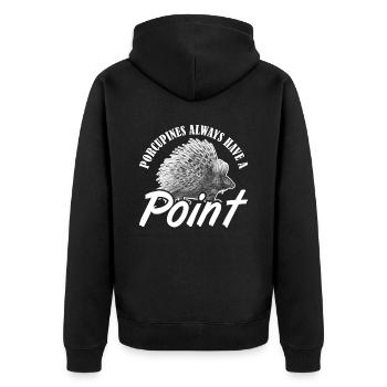Porcupines always have a Point Stachelschwein - Unisex Premium Bio Zip Hoodie - Schwarz - Hinten - Nico (187cm)