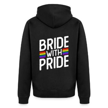 Bride With Pride - Lesbische Hochzeit Homo-Ehe - Unisex Premium Bio Zip Hoodie - Schwarz - Hinten - Nico (187cm)