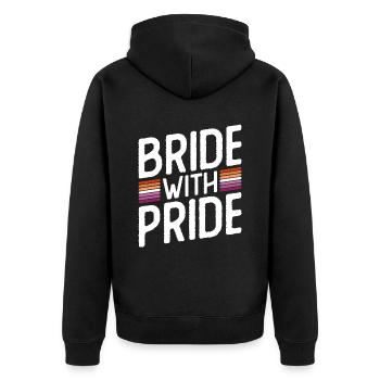 Bride With Pride - Lesbische Hochzeit Homo-Ehe - Unisex Premium Bio Zip Hoodie - Schwarz - Hinten - Nico (187cm)