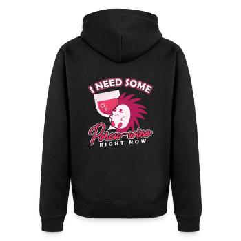 Nagetier I need some Porcu-Wine Stachelschwein - Unisex Premium Bio Zip Hoodie - Schwarz - Hinten - Nico (187cm)