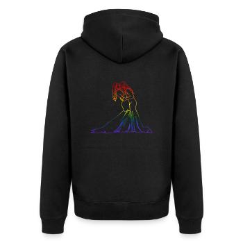 Zwei Bräute Oneline Art - Lesbische Hochzeit - Unisex Premium Bio Zip Hoodie - Schwarz - Hinten - Nico (187cm)