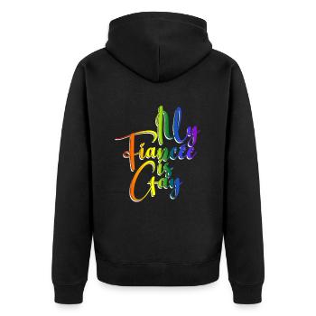 Meine Verlobte ist schwul - Lesbische Hochzeit - Unisex Premium Bio Zip Hoodie - Schwarz - Hinten - Nico (187cm)
