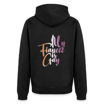 Meine Verlobte ist schwul - Lesbische Hochzeit - Unisex Premium Bio Zip Hoodie - Schwarz - Hinten - Nico (187cm)