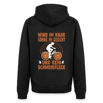Elektrofahrrad Pedelec EBike E-Bike Hilfsmotor - Unisex Premium Bio Zip Hoodie - Schwarz - Hinten - Nico (187cm)