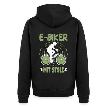 Elektrofahrrad Pedelec EBike E-Bike Hilfsmotor - Unisex Premium Bio Zip Hoodie - Schwarz - Hinten - Nico (187cm)