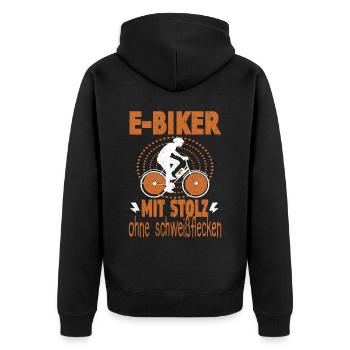 Elektrofahrrad Pedelec EBike E-Bike Hilfsmotor - Unisex Premium Bio Zip Hoodie - Schwarz - Hinten - Nico (187cm)