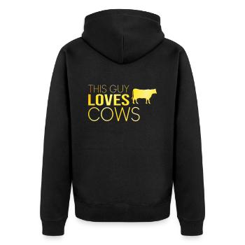 Typ Kuh Spruch - Unisex Premium Bio Zip Hoodie - Schwarz - Hinten - Nico (187cm)