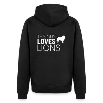 Type Lion Saying - Unisex Premium Organic Zip Hoodie - black - Back - Nico (187cm)