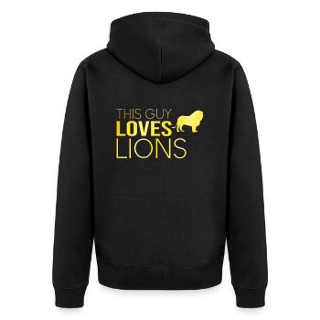 Type Lion Saying - Unisex Premium Organic Zip Hoodie - black - Back - Nico (187cm)