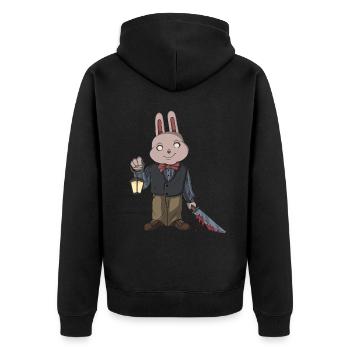 Zombie Gruslig Monster Halloween Tot Horrorfilm - Unisex Premium Bio Zip Hoodie - Schwarz - Hinten - Nico (187cm)