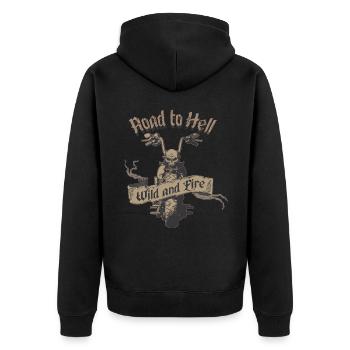 Motorrad Motorradfahrer Biker Feuerstuhl Biken - Unisex Premium Bio Zip Hoodie - Schwarz - Hinten - Nico (187cm)